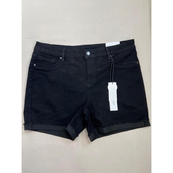 WORKSHOP Republic Jean Shorts Size 14 Black Modern Fit Cuffed Hem Casual Stretch - Picture 8 of 9